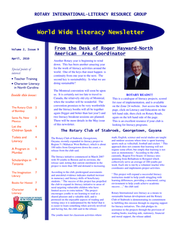 April 2010 Worldwide Newsletter