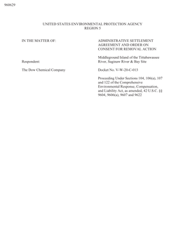 Administrative Settlement Agreement and Order on Consent for Removal Action