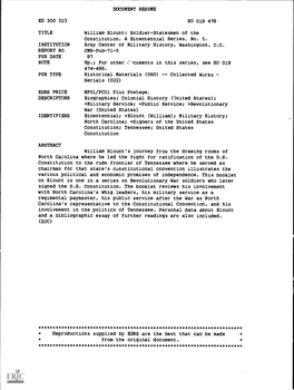 DOCUMENT RESUME ED 300 323 SO 019 478 TITLE William Blount