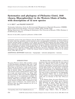 Systematics and Phylogeny of Philautus Gistel, 1848 (Anura, Rhacophoridae) in the Western Ghats of India, with Descriptions of 12 New Species