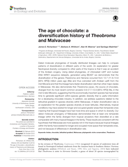 The Age of Chocolate: a Diversification History of Theobroma and Malvaceae
