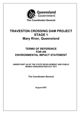 TRAVESTON CROSSING DAM PROJECT STAGE 1 Mary River, Queensland