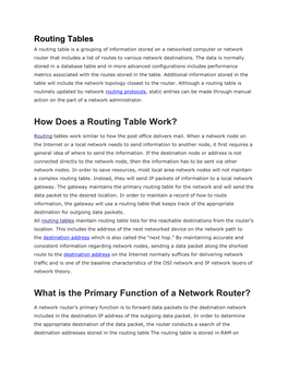 Routing Tables