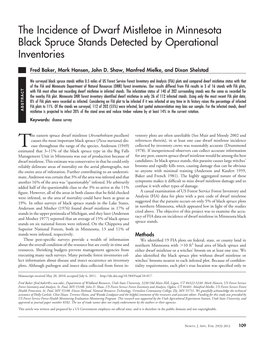 The Incidence of Dwarf Mistletoe in Minnesota Black Spruce Stands Detected by Operational Inventories