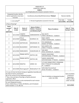 ANNEXURE 5.8 (CHAPTER V, PARA 25) FORM 9 List of Applica Ons For