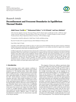 Deconfinement and Freezeout Boundaries in Equilibrium Thermal Models