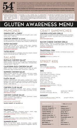 Gluten Awareness + Vegetarian Menu