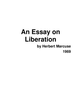 An Essay on Liberation by Herbert Marcuse