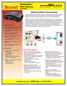 Mobilitypro® 5000 Gateway Mobile Cellular Connectivity