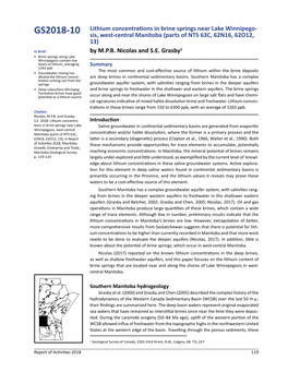 Lithium Concentrations in Brine Springs Near Lake Winnipegosis