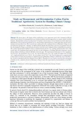 Study on Measurement and Determination Carbon Pool in Traditional Agroforestry System for Handling Climate Change