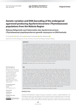 Genetic Variation and DNA Barcoding of the Endangered