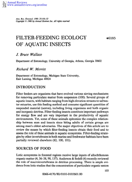 Filter-Feeding Ecology of Aquatic Insects