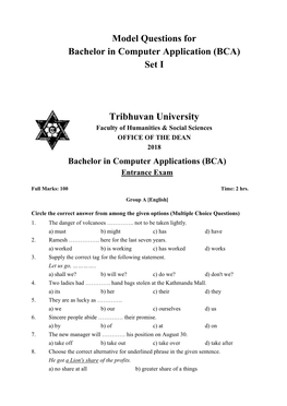 Model Questions for Bachelor in Computer Application (BCA) Set I