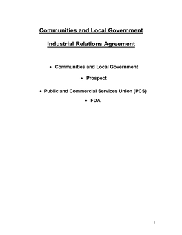 Communities and Local Government Industrial Relations Agreement