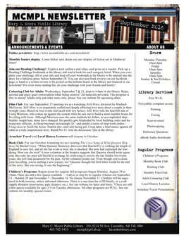 MCMPL NEWSLETTER Mary C