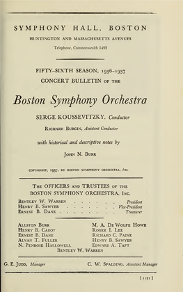 Boston Symphony Orchestra Concert Programs, Season 56
