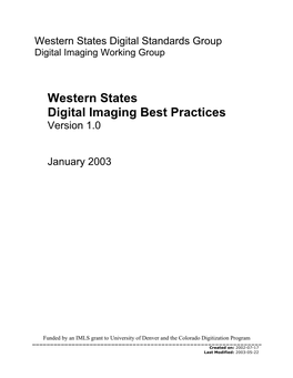 Western States Digital Imaging Best Practices Version 1.0