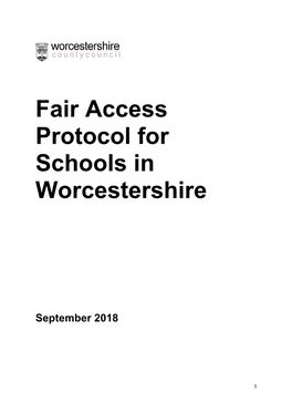Fair Access Protocol for Schools in Worcestershire