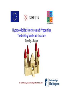 Hydrocolloids Structure and Properties the Building Blocks for Structure Timothy J