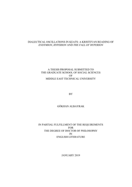 Dialectical Oscillations in Keats: a Kristevan Reading of Endymion, Hyperion and the Fall of Hyperion