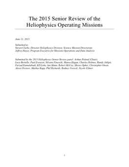 The 2015 Senior Review of the Heliophysics Operating Missions