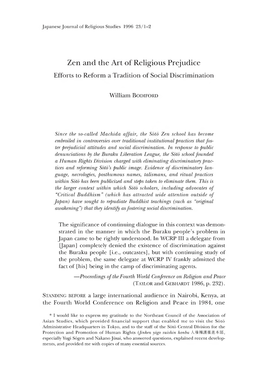 Zen and the Art of Religious Prejudice Efforts to Reform a Tradition of Social Discrimination