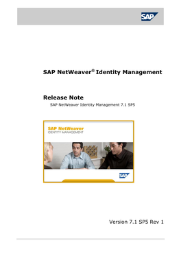 SAP Netweaver® Identity Management Release Note