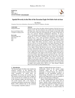 Spatial Diversity in the Diet of the Eurasian Eagle Owl Bubo Bubo in Iran