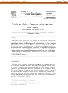 On the Simulation of Quantum Turing Machines