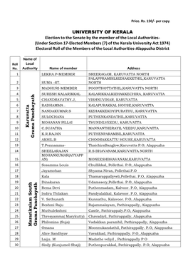 Members of the Local Authorities Alappuzha District