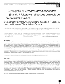 Demográfía De Oreomunnea Mexicana (Standl.) J