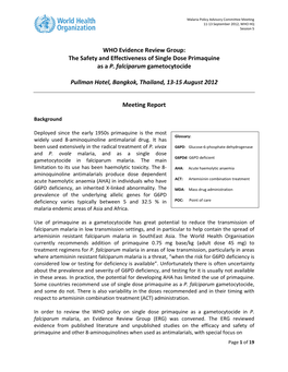 The Safety and Effectiveness of Single Dose Primaquine As a P