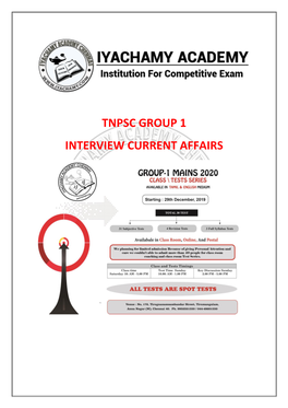 Tnpsc Group 1 Interview Current Affairs