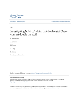Investigating Nabisco's Claim That Double Stuf Oreos Contain Double the Stuff B