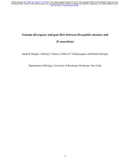 Genome Divergence and Gene Flow Between Drosophila Simulans And