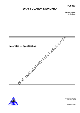 Machetes — Specification