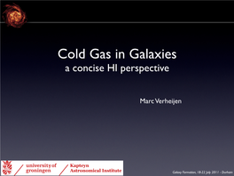 Cold Gas in Galaxies a Concise HI Perspective