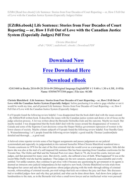 Life Sentence: Stories from Four Decades of Court Reporting -- Or, How I Fell out of Love with the Canadian Justice System (Especially Judges) Online