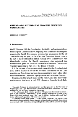 Greenland's Withdrawal from the European Communities