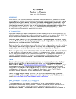 Factors Versus Clusters