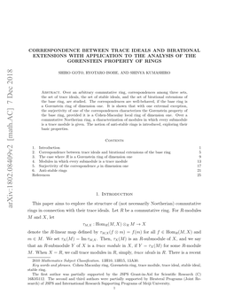 Arxiv:1802.08409V2 [Math.AC]