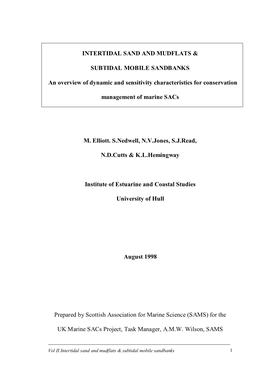 Intertidal Sand and Mudflats & Subtidal Mobile