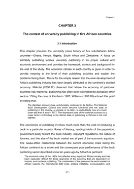 CHAPTER 3 the Context of University Publishing in Five African Countries