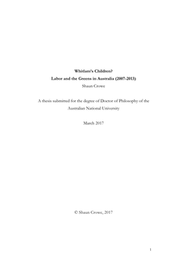 Whitlam's Children? Labor and the Greens in Australia (2007-2013