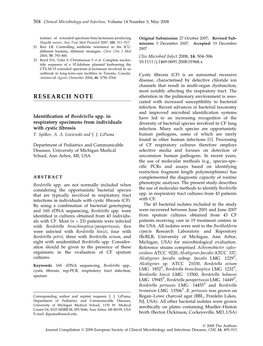 Identification of Bordetella Spp. in Respiratory Specimens From