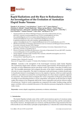 An Investigation of the Evolution of Australian Elapid Snake Venoms