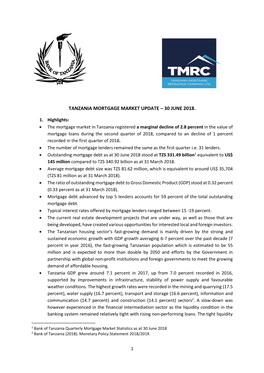 Tanzania Mortgage Market Update – 30 June 2018