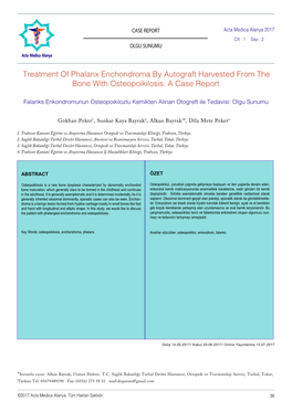 Treatment of Phalanx Enchondroma by Autograft Harvested from the Bone with Osteopoikilosis: a Case Report