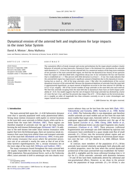 Dynamical Erosion of the Asteroid Belt and Implications for Large Impacts in the Inner Solar System